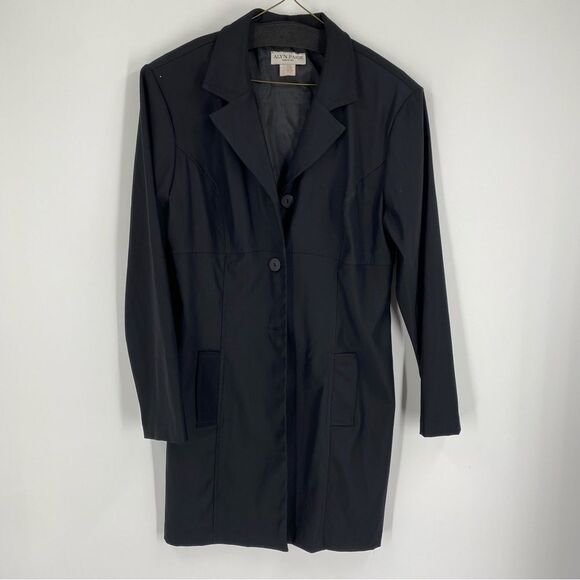 Alyn Paige Women’s Button Front Black Trench Coat size L - Picture 1 of 3